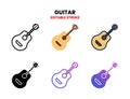 Guitar icon set with different styles. Royalty Free Stock Photo