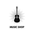 Guitar icon vector, Acoustic musical instrument. Music shop logo. Vector illustration.