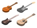 Guitar icons set, isometric style Royalty Free Stock Photo