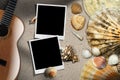 Guitar - Instant Photos - Seashells on Beach Royalty Free Stock Photo