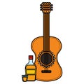 Guitar instrument with tequila bottle