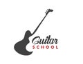 Guitar school logo with guitar silhouette