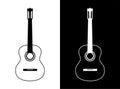 Guitar logo in black and white in a minimalistic style. Isolated vector web icon Royalty Free Stock Photo