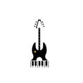 Guitar logo illustration, piano abstract design, ornament vector