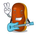 With guitar mascot cartoon eclair cake color chocolate
