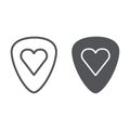 Guitar mediator line and glyph icon, music and equipment, guitar pick sign, vector graphics, a linear pattern on a white