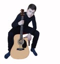 Guitar, music, guitarist, acoustic, instrument, isolated, musician, musical, young, playing, string, white, rock, play, electric,