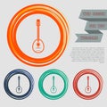 Guitar, music instrument icon on the red, blue, green, orange buttons for your website and design with space text. Royalty Free Stock Photo