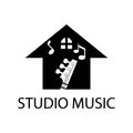guitar music studio logo design template Royalty Free Stock Photo