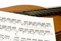 Guitar and music sheet Royalty Free Stock Photo