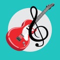 Guitar with music sign flat design vector Royalty Free Stock Photo