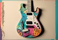 Guitar musical illustration. trendy art paper collage design. Generative ai Royalty Free Stock Photo