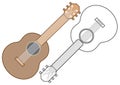 Guitar, musical instrument. Coloring book, vector illustration