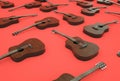 Guitar musical instrument 3D in red floor