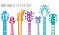 Guitar neck. Silhouettes of music instruments headstocks rock guitar vector symbols collection Royalty Free Stock Photo