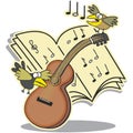Guitar, notation and birds Royalty Free Stock Photo