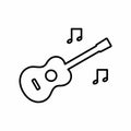 Guitar And Notation Outline Icon Vector Illustration