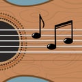 Guitar and notes on the strings vector Royalty Free Stock Photo
