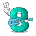 With guitar number eight made with cartoon shaped
