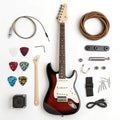 Guitar with Objects isolated on transparent background Royalty Free Stock Photo