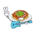 With guitar okonomiyaki isolated with in the character