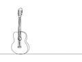 Guitar one line art. Continuous line drawing of musical, equipment, song, guitar, electric, melody, rock, volume, chord