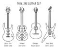 Guitar outline icons set