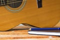 Guitar and pencil for create music