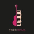 Guitar and piano hand drawn flat colorful music vector icon Royalty Free Stock Photo