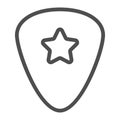 Guitar pick line icon, musical and plectrum, mediator sign, vector graphics, a linear pattern on a white background.