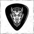 Guitar mediator with horned devil head vector