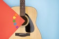 Guitar picks around soundhole Royalty Free Stock Photo