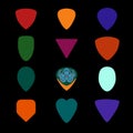 Guitar picks. Different types of musical plectrum Royalty Free Stock Photo