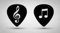 Guitar Picks with Music Notes Treble Clef and Eighth Note Icons Royalty Free Stock Photo