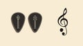 Guitar Picks and Treble Clef Symbol - Music Design Elements Royalty Free Stock Photo