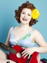 Guitar Pinup Girl Royalty Free Stock Photo