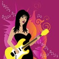 Guitar Played By Beautiful Woman Royalty Free Stock Photo