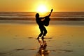Guitar player on the beach Royalty Free Stock Photo