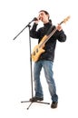Guitar player isolated on the white Royalty Free Stock Photo