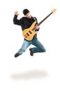 Guitar player jumping Royalty Free Stock Photo