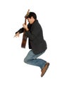 Guitar Player Jumping Royalty Free Stock Photo