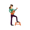 guitar player man and cartoon icon. profession worker and occupation theme. Isolated design. Vector illustration