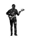 Guitar player, musical instruments, black and white graphics, abstraction Royalty Free Stock Photo