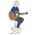 Guitar player. Outline man with a guitar. Royalty Free Stock Photo