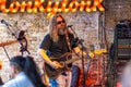 Guitar player performs at honkytonk Beale street at day in downtown Nashville club Royalty Free Stock Photo