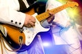 Guitar-player plays an electroguitar Royalty Free Stock Photo