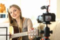 Guitar Player Recording Creative Musical Vlog Royalty Free Stock Photo