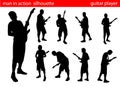 Guitar player silhouette set