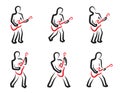 Guitar player silhouettes set Royalty Free Stock Photo