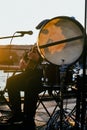 Guitar player and singer at sunset Royalty Free Stock Photo